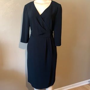 Talbots size 8P black business career wrap dress w/belt. Triacetate Polyester